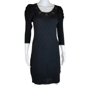 LAUNDRY Black Sweater Dress Neckline Details Sz S